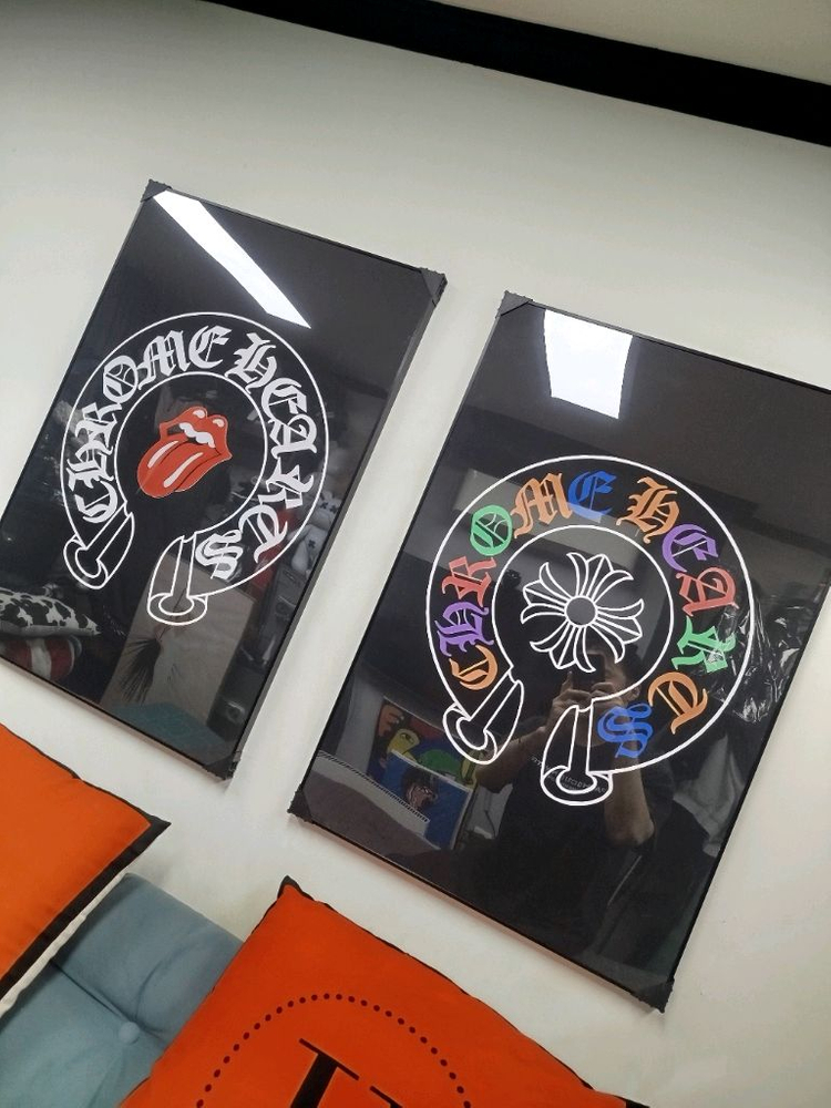 크롬하츠 대형 그림액자 그림 액자 팝아트 인테리어소품 명품그림 명품액자 꽃 곰인형 콜라보 인테리어 로고 반지 목걸이--4