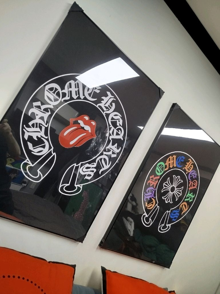 크롬하츠 대형 그림액자 그림 액자 팝아트 인테리어소품 명품그림 명품액자 꽃 곰인형 콜라보 인테리어 로고 반지 목걸이--5