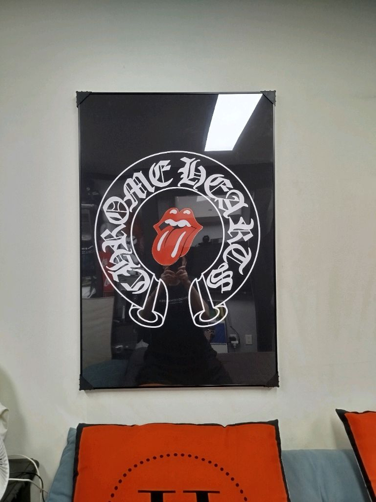 크롬하츠 대형 그림액자 그림 액자 팝아트 인테리어소품 명품그림 명품액자 꽃 곰인형 콜라보 인테리어 로고 반지 목걸이--9