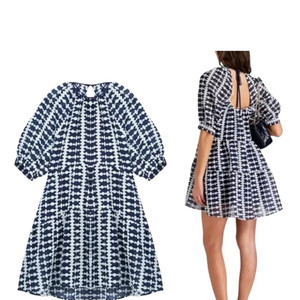 마쥬 자수 레이스 퍼프소매 오픈백 원피스 38사이즈