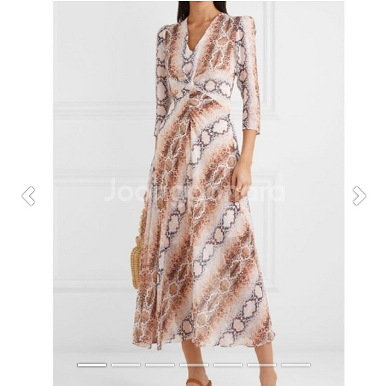 마쥬 뱀피 패턴 V넥 롱 원피스 세트 (슬립 포함) 2사이즈--0