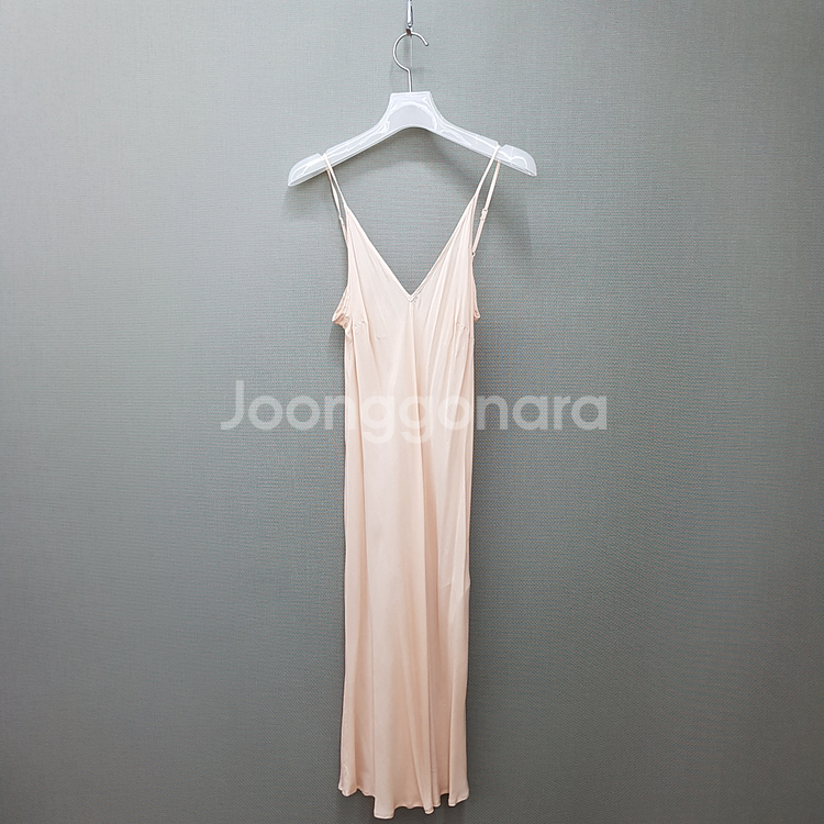 마쥬 뱀피 패턴 V넥 롱 원피스 세트 (슬립 포함) 2사이즈--6