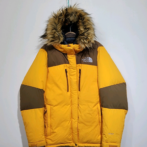 (100) 노스페이스 거위털 패딩점퍼 노랑 투톤 구스다운 후드자켓