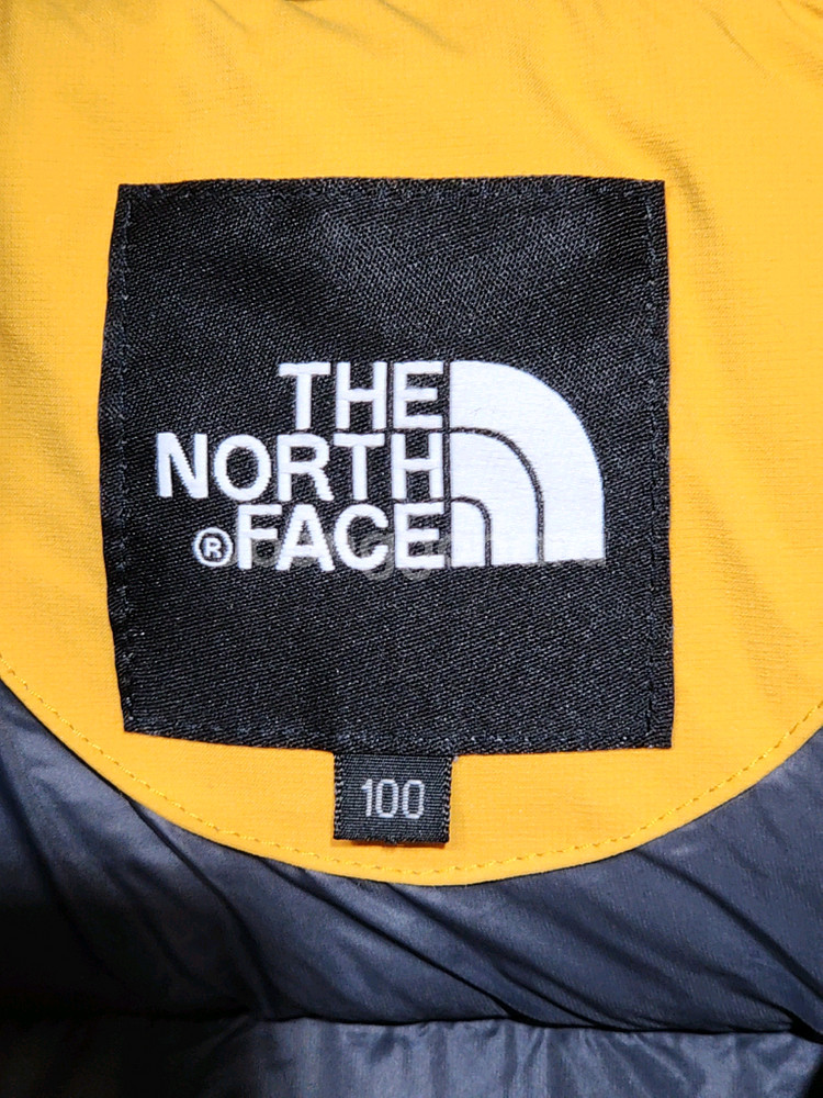 (100) 노스페이스 거위털 패딩점퍼 노랑 투톤 구스다운 후드자켓--2