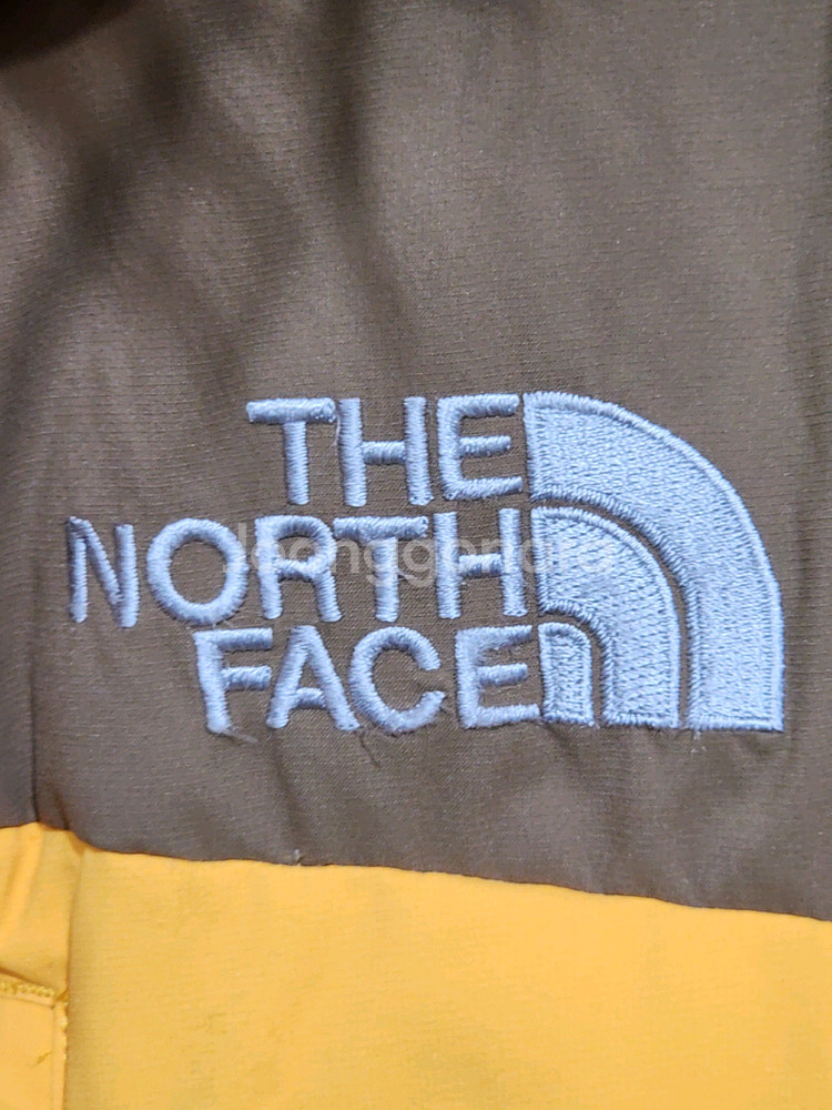 (100) 노스페이스 거위털 패딩점퍼 노랑 투톤 구스다운 후드자켓--3