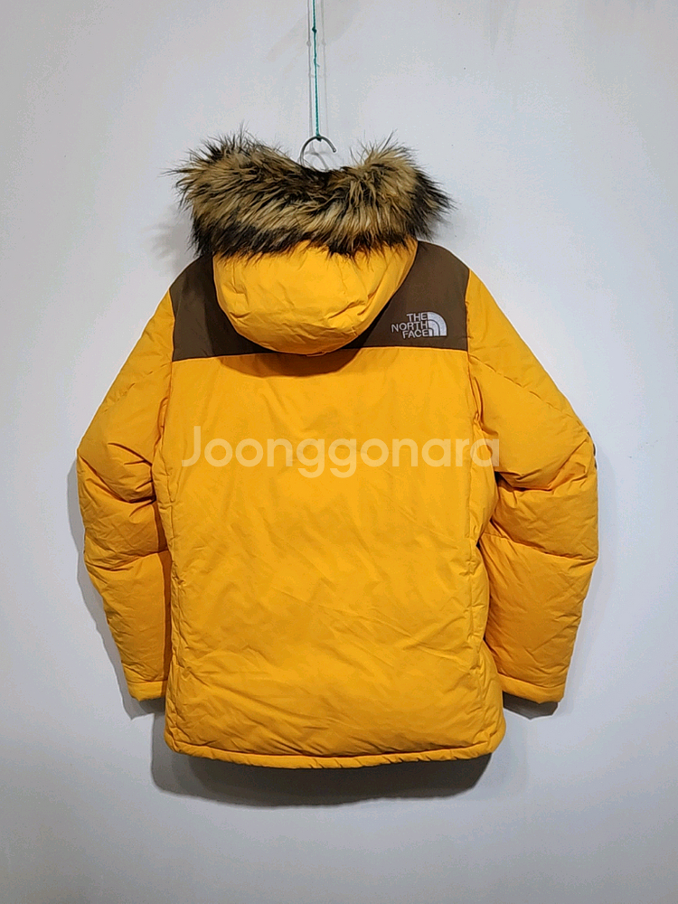 (100) 노스페이스 거위털 패딩점퍼 노랑 투톤 구스다운 후드자켓--6