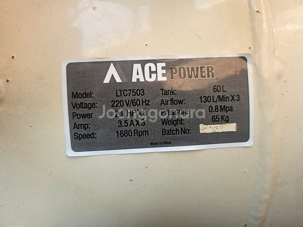 에이스 파워 저소음 무오일 콤프레셔 6마력 60리터 탱크--5