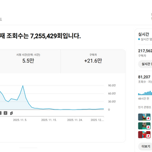 21만명 미국 시청자층 48시간 조회수 높은 유튜브 채널
