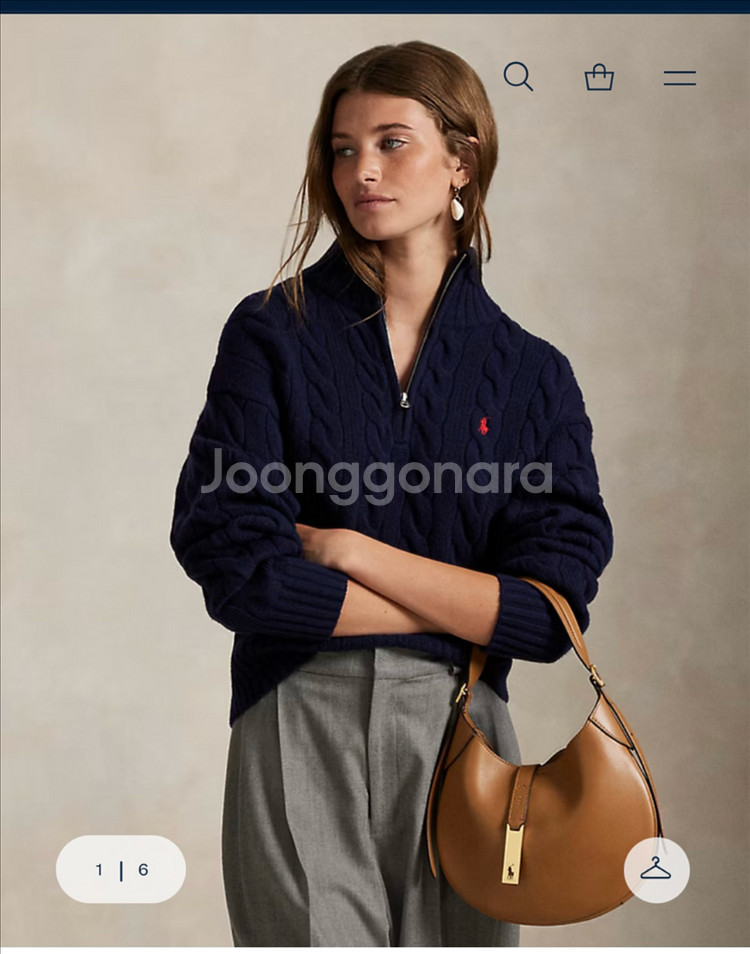 폴로 여성 캐시미어 반집업 S사이즈 니트탑 가디건--0