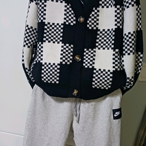 체크패턴 가디건 + 조거팬츠 세트