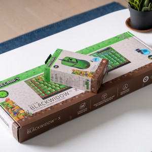 (미개봉) 레이저 마인크래프트 에디션 - RAZER 블랙위도우 V4 X 기계식 키보드 / RAZER 코브라 마우스