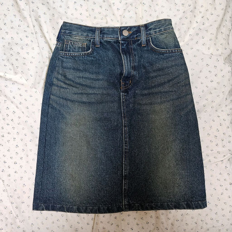 미디 데님 h라인 스커트 청치마 데님스커트 미디 청스커트 이미지