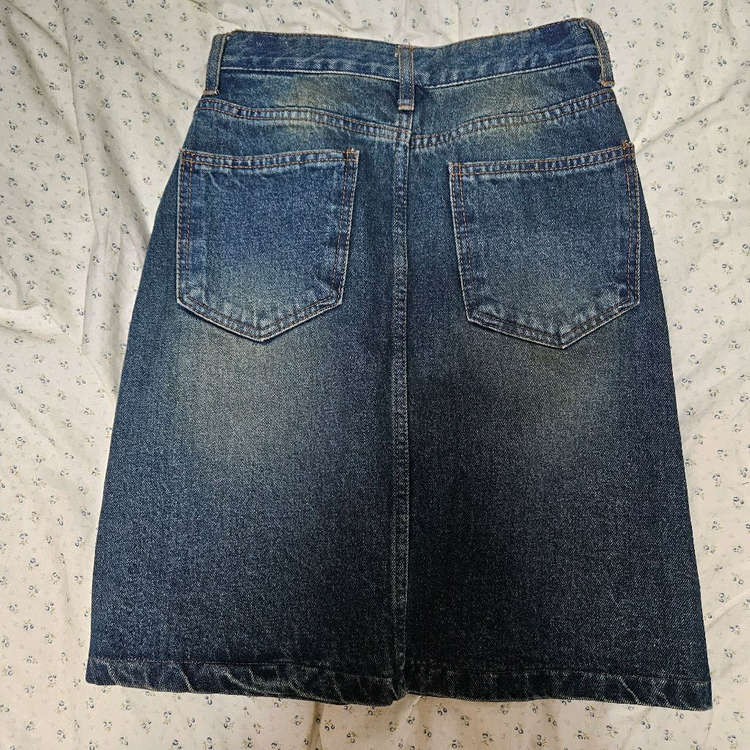 미디 데님 h라인 스커트 청치마 데님스커트 미디 청스커트 이미지