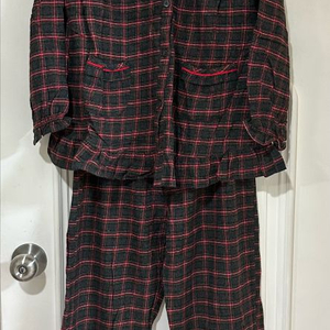 VENUS 여성 체크 잠옷 세트