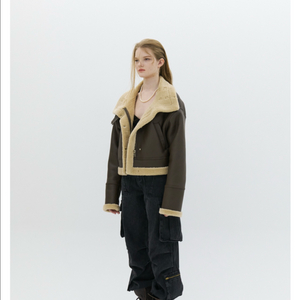 1회착용)B.quiet 브라운 무스탕 자켓(리버시블)