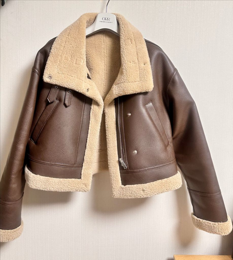 1회착용)B.quiet 브라운 무스탕 자켓(리버시블)--3