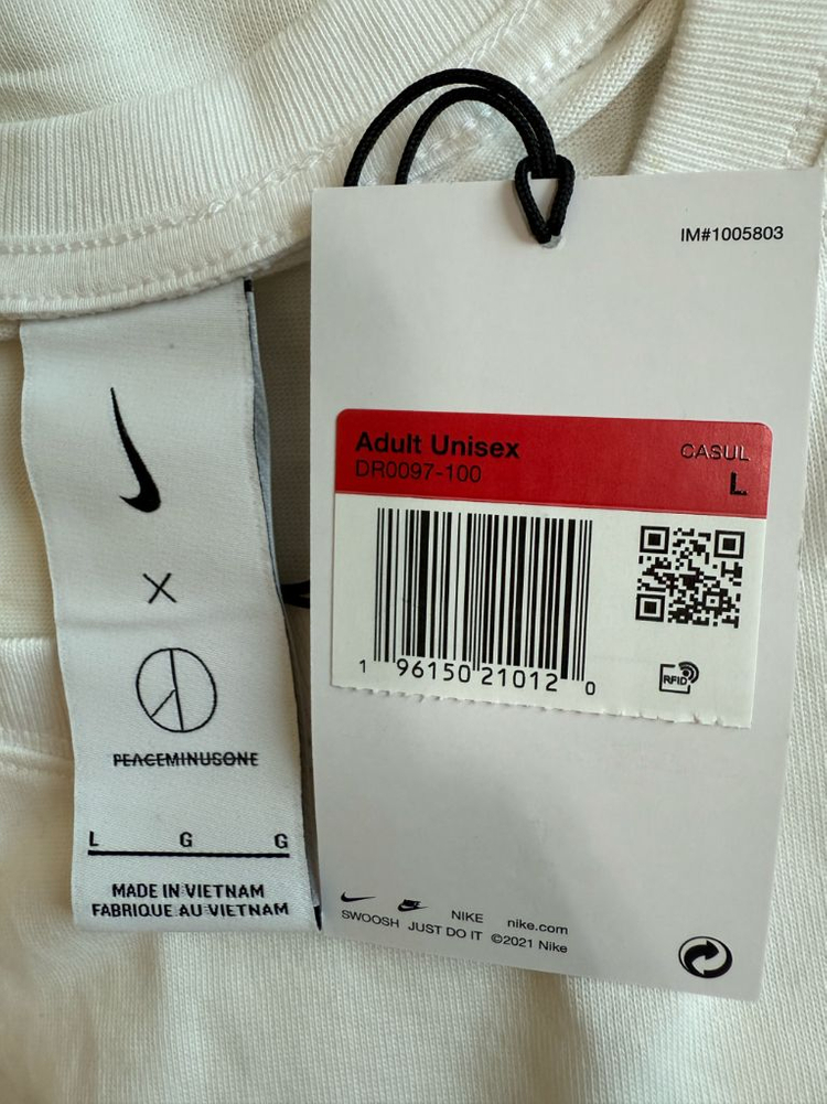 [L] 나이키 피스마이너스원 피마원 롱슬리브 긴팔 티셔츠 흰색 지디 (dr0097-100) 이미지
