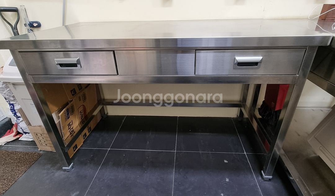 업소용 스테인리스 주방 개량 작업대(sus304, 1350*700) 및 개량통 3개--2