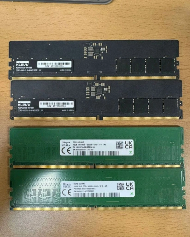 ddr5 하이닉스 언락 16gb x4 KLEVV SK Hynix DDR5 16GB 램 4개 - 안심되는 중고거래