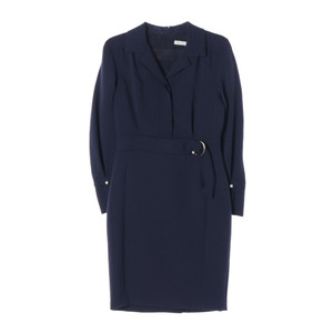 [S]잇미샤 네이비 벨트 진주 소매 긴팔 랩 원피스 하객룩