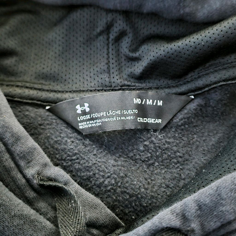 [루즈핏M] 언더아머 기모안감 후드티셔츠, 블랙 #WH--7