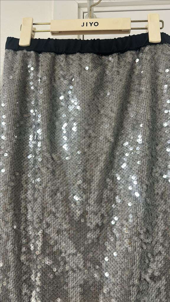 지요 스팽글 실버 스커트--1