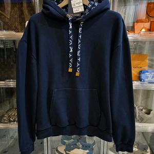 [정품/24년/신상] 루이비통 모노그램 금장 코튼 후드티 XXL 네이비