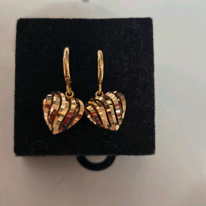 18k핑크골드 컷팅 통통 하트 귀걸이