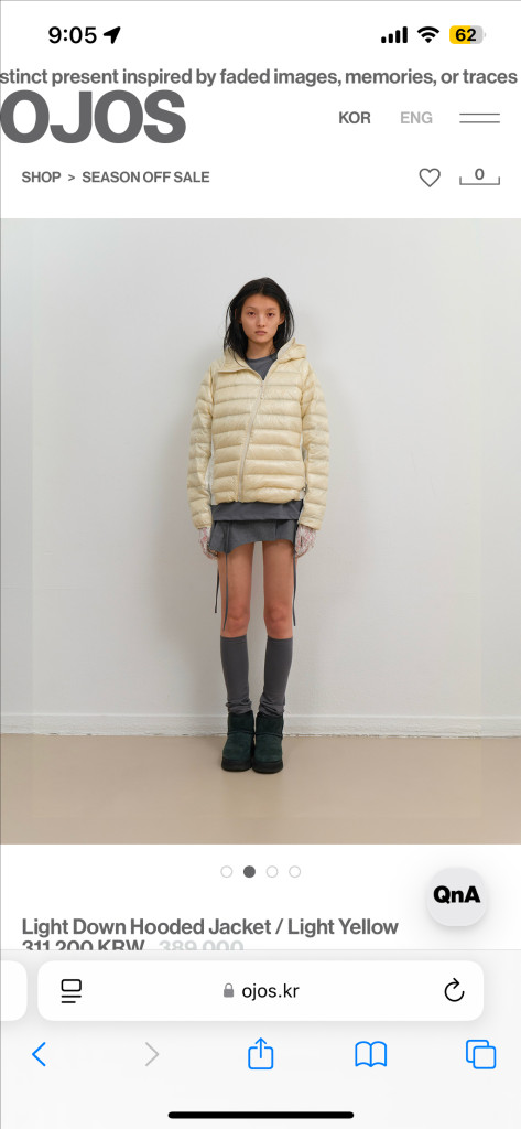 [새상품] Light Down Hooded Jacket / Light Yellow - 1size--1