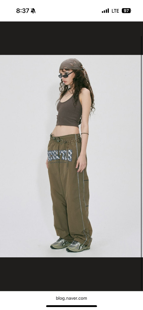 스컬프터 체크 바시티 트랙팬츠 카키 XL팝니다 이미지