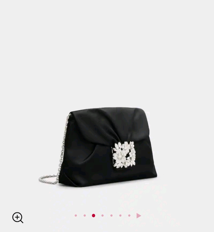 로저비비에 부케 스트라스 버클 드레이프 새틴 미니백--1