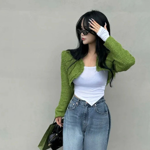 에이블리 세리 트위드 크롭 자켓 새상품