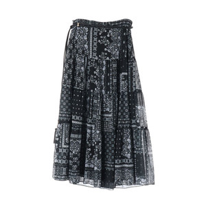 [S]모조에스핀 블랙 테슬 벨트 패턴 캉캉 티어드스커트 롱치마