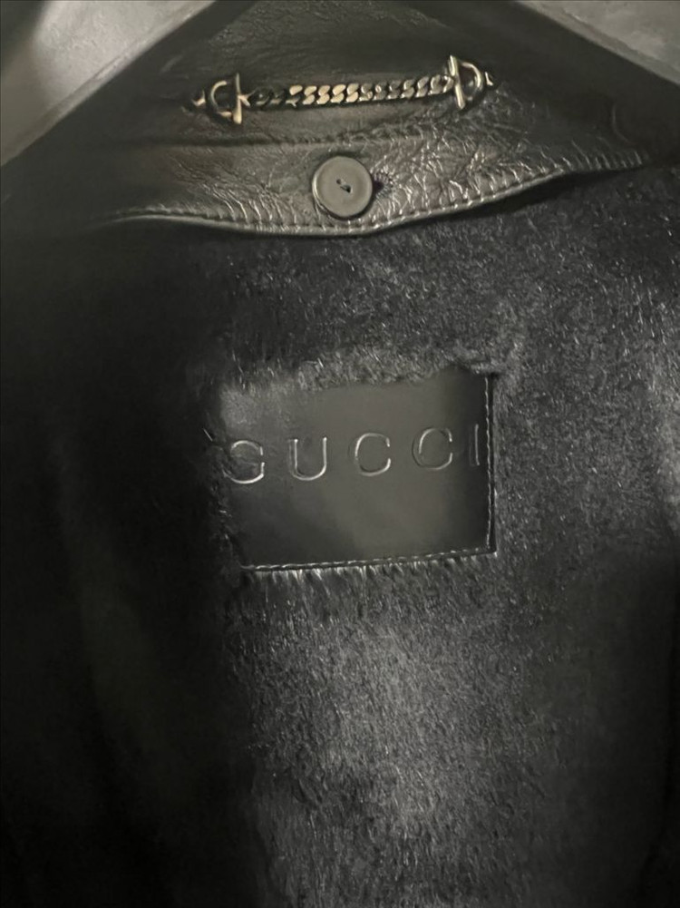 구찌 여성 퍼 가죽 자켓 블랙--2