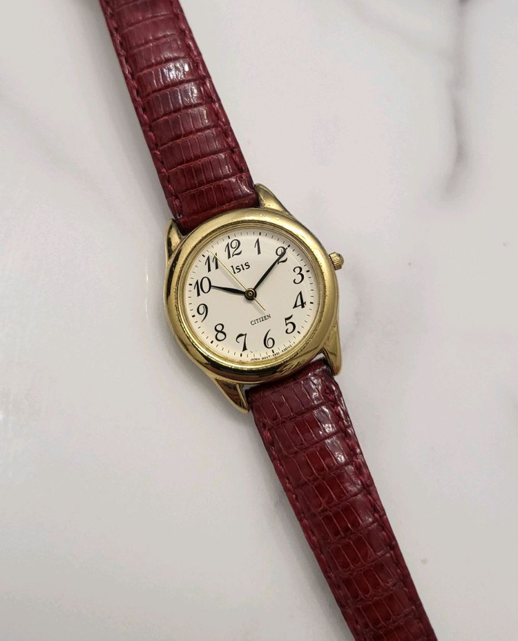 시티즌 CITIZEN Isls 금장 여성 가죽 시계 여자 팔찌--3