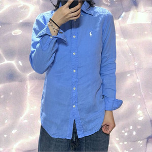 폴로 랄프로렌 신형 린넨 셔츠 스카이블루 소라 XS