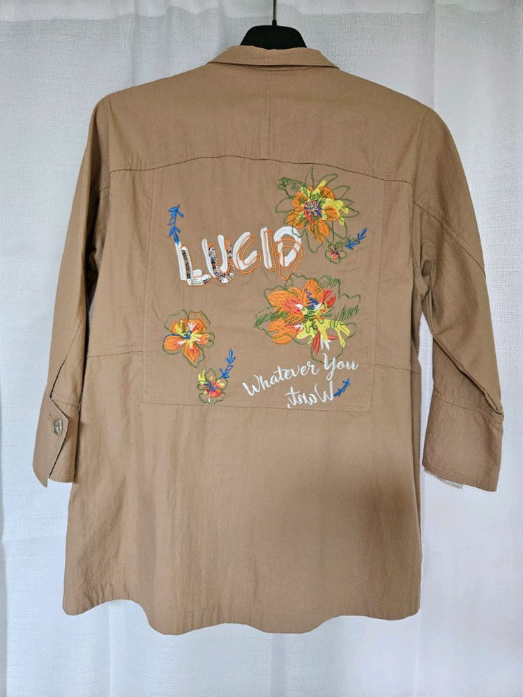 TOPGIRL 카키색 꽃 자수 야상 점퍼--2