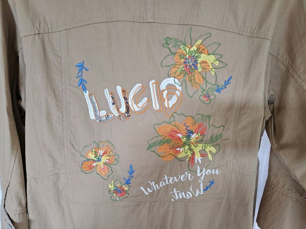 TOPGIRL 카키색 꽃 자수 야상 점퍼--3