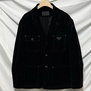 [S급/56] 프라다 벨벳 데님 블루종 자켓 블랙