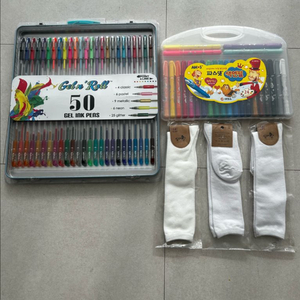 (새제품) 젤펜 50색 세트 + 파스넷 +아동 반스타킹3켤레