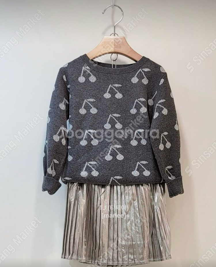 여아 체리 그레이 니트--0