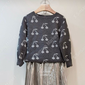 여아 체리 그레이 니트