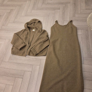 더캐시미어니트 집업 롱 원피스 세트