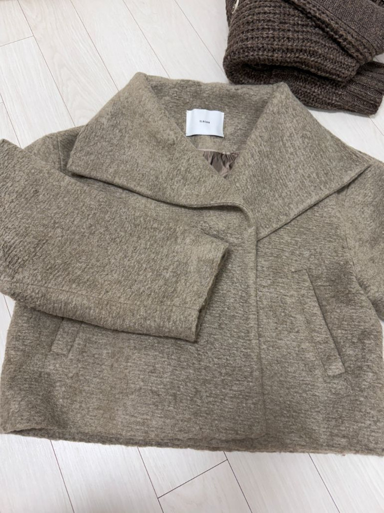 elborn 엘보른 이태리 부클 울 모헤어 숄 코트 자켓 가디건--5