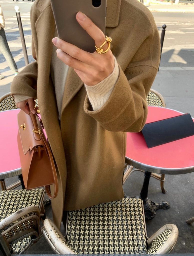 elborn 엘보른 누메로 캐시미어 코트 카멜 골드 자켓--2