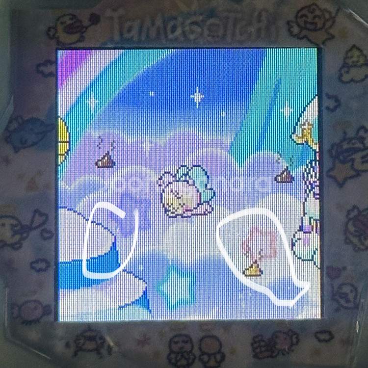 다마고치 파라다이스 핑크랜드 커스텀쉘 실리콘케이스 클리어하드 보호필름 휠커버--1