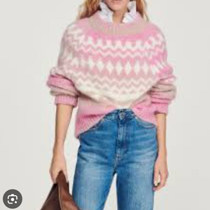 산드로 핑크 알파카 청키 니트 스웨터 0사이즈