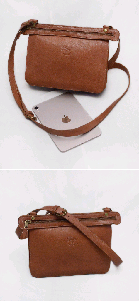 일비종떼 로니 더블 지퍼 트리오 포켓 가죽 숄더.크로스백--2