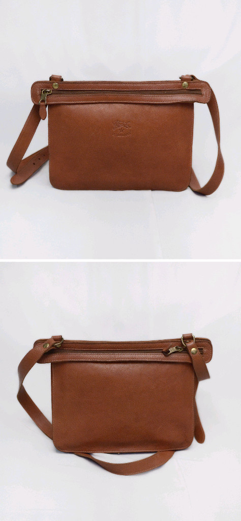 일비종떼 로니 더블 지퍼 트리오 포켓 가죽 숄더.크로스백--3