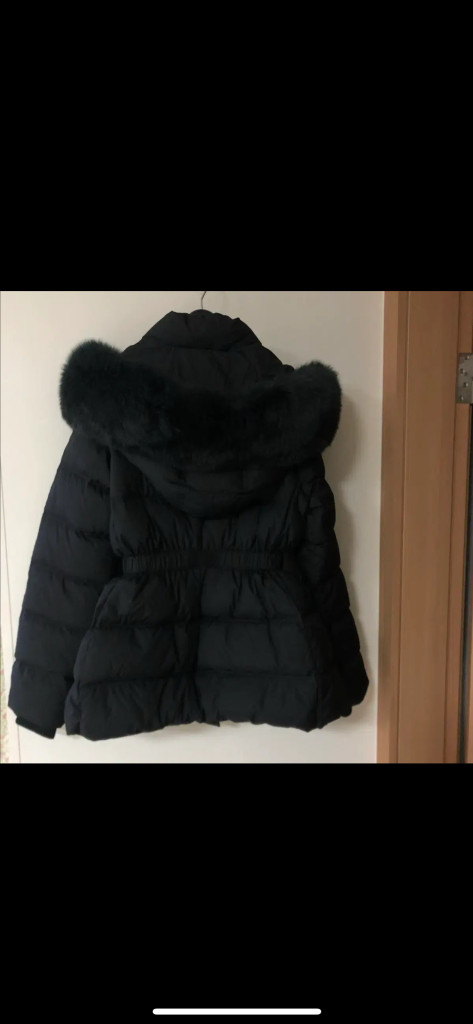 더블제이 블랙 왕 폭스퍼 벨티드 점퍼 숏 패딩 코트 벨트 올드머니룩 이미지